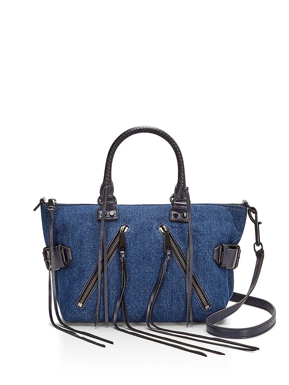 Rebecca Minkoff Denim Moto Zip Satchel